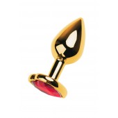 Золотистая анальная пробка с кристаллом-сердцем - 7,5 см. - ToyFa - купить с доставкой в Рязани