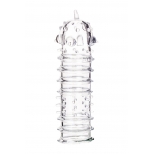 Прозрачная насадка на пенис TOYFA A-Toys с ребрами и точками - 15,3 см. - A-toys - в Рязани купить с доставкой