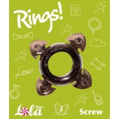 Чёрное эрекционное кольцо Rings Screw - Lola Games - в Рязани купить с доставкой