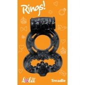 Чёрное эрекционное кольцо Rings Treadle с подхватом - Lola Games - в Рязани купить с доставкой