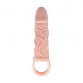 Телесная вибрирующая насадка на пенис с подхватом для мошонки - 17 см. - Baile - в Рязани купить с доставкой