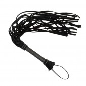 Чёрная плеть с кожаной рукоятью - 65 см. - Sitabella - купить с доставкой в Рязани