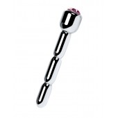 Серебристый уретральный плаг со стразом - 7 см. - ToyFa - купить с доставкой в Рязани