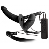 Чёрный вибрострапон с вагинальной пробкой Double Thruster - 17 см. - NMC - купить с доставкой в Рязани