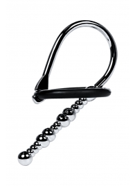 Серебристый уретральный плаг-бусины TOYFA Metal с мягким фиксириющим кольцом - ToyFa - купить с доставкой в Рязани