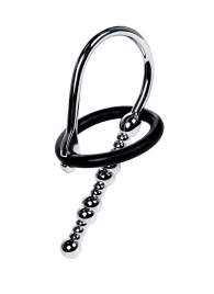 Серебристый уретральный плаг-бусины TOYFA Metal с мягким фиксириющим кольцом - ToyFa - купить с доставкой в Рязани