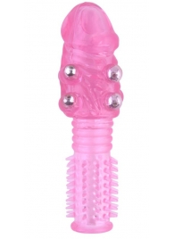 Стимулирующая розовая насадка с шишечками и шипами - 13,5 см. - Toyfa Basic - в Рязани купить с доставкой