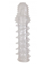 Прозрачная, закрытая насадка с шипами и точками - 13,5 см. - Toyfa Basic - в Рязани купить с доставкой