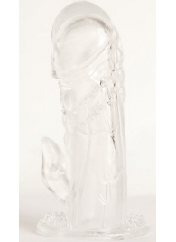Прозрачная гелевая насадка с клиторальным отростком - 13 см. - Toyfa Basic - в Рязани купить с доставкой
