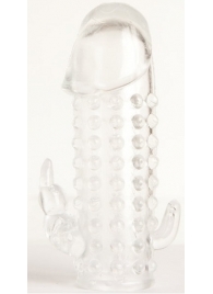 Гелевая прозрачная насадка с 2 отростками - 13 см. - Toyfa Basic - в Рязани купить с доставкой