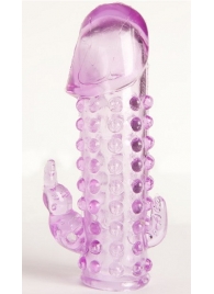 Закрытая фиолетовая насадка с 2 отростками - 13 см. - Toyfa Basic - в Рязани купить с доставкой