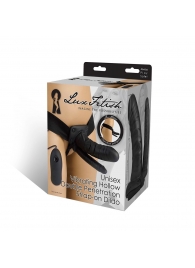 Полый страпон с двумя отростками и вибрацией Unisex Vibrating Hollow Strap-On Double Penetrating Dildo - 17,8 см. - Lux Fetish - купить с доставкой в Рязани