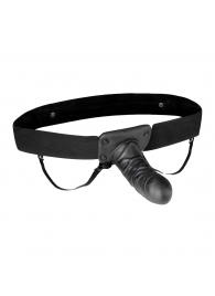 Чёрный полый страпон с вибрацией Unisex Vibrating Hollow Strap-On - 14 см. - Lux Fetish - купить с доставкой в Рязани