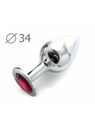 Коническая серебристая анальная втулка с малиновым кристаллом - 8,2 см. - Anal Jewelry Plug - купить с доставкой в Рязани