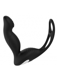 Черный вибромассажер простаты P-PLEASER W ERECTION ENHANCE - Dream Toys - в Рязани купить с доставкой