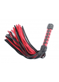 Черно-красная клеть с плетеной ручкой с ромбовидным узором - 45 см. - БДСМ Арсенал - купить с доставкой в Рязани