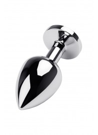 Серебристая коническая анальная пробка с красным кристаллом - 8 см. - ToyFa - купить с доставкой в Рязани