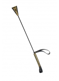 Черно-золотистый стек с хлопушкой из кожи - 62 см. - Sitabella - купить с доставкой в Рязани