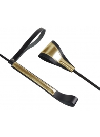 Черно-золотистый стек с хлопушкой из кожи - 62 см. - Sitabella - купить с доставкой в Рязани