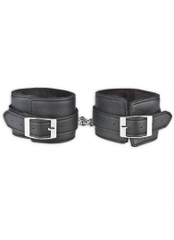 Черные фиксаторы для ног на цепи с мехом внутри - Lux Fetish - купить с доставкой в Рязани