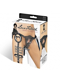 Черные трусики для страпона из патентованной кожи - Lux Fetish - купить с доставкой в Рязани