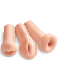 Комплект из 3 мастурбаторов All 3 Holes: вагина, анус, ротик - Pipedream - в Рязани купить с доставкой