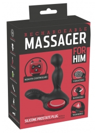 Черный вибромассажер простаты с нагревом и ротацией Prostate Plug - 14,5 см. - Orion - в Рязани купить с доставкой