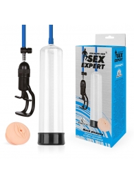Прозрачная вакуумная помпа Sex Expert с насадкой-вагиной - Sex Expert - в Рязани купить с доставкой