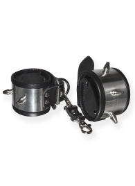 Серебристо-черные наручники с шипами и металлическим блеском - Sitabella - купить с доставкой в Рязани