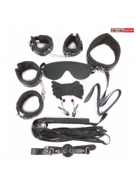 Большой игровой набор БДСМ: наручники, оковы, маска, кляп, плеть, ошейник с поводком, верёвка, зажимы для сосков - Notabu - купить с доставкой в Рязани