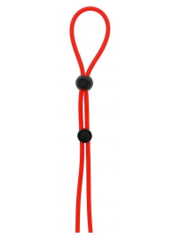 Красное лассо на пенис с двумя бусинами STRETCHY LASSO CAGE - Dream Toys - в Рязани купить с доставкой