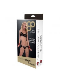 Красно-чёрные наручники на металлической цепочке - Blush Novelties - купить с доставкой в Рязани