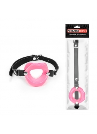 Розовый кляп-губки на черном ремешке - Notabu - купить с доставкой в Рязани