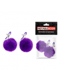 Зажимы для сосков с фиолетовым пушком - Notabu - купить с доставкой в Рязани