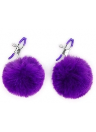 Зажимы для сосков с фиолетовым пушком - Notabu - купить с доставкой в Рязани