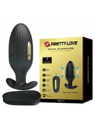 Черная анальная вибропробка с электростимуляцией и пультом ДУ Royal Pleasure - 9,2 см. - Baile - купить с доставкой в Рязани