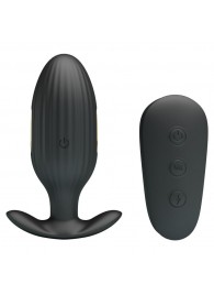 Черная анальная вибропробка с электростимуляцией и пультом ДУ Royal Pleasure - 9,2 см. - Baile - купить с доставкой в Рязани