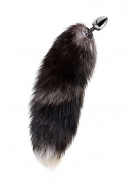 Серебристая металлическая анальная втулка с хвостом чернобурой лисы - размер S - ToyFa - купить с доставкой в Рязани