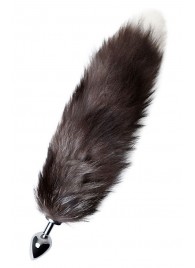 Серебристая металлическая анальная втулка с хвостом чернобурой лисы - размер S - ToyFa - купить с доставкой в Рязани