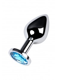 Серебристая конусовидная анальная пробка с голубым кристаллом - 8 см. - ToyFa - купить с доставкой в Рязани