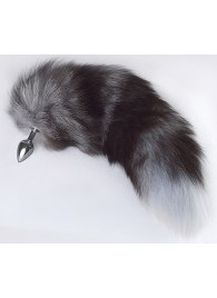 Серебристая анальная пробка с пушистым хвостом - Sitabella - купить с доставкой в Рязани