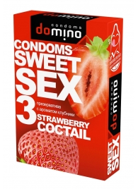 Презервативы для орального секса DOMINO Sweet Sex с ароматом клубничного коктейля  - 3 шт. - Domino - купить с доставкой в Рязани
