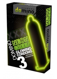 Презервативы DOMINO Neon Green со светящимся в темноте кончиком - 3 шт. - Domino - купить с доставкой в Рязани