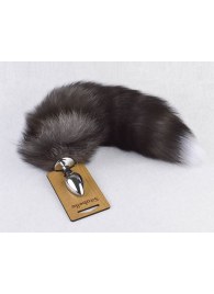 Серебристая анальная пробка с пушистым хвостиком - Sitabella - купить с доставкой в Рязани