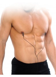 Черные электрические зажимы для сосков Shock Therapy Nipple Clamps - Pipedream - купить с доставкой в Рязани