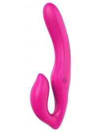 Ярко-розовый безремневой страпон REMOTE DOUBLE DIPPER - 22 см. - Dream Toys - купить с доставкой в Рязани