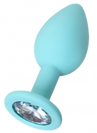 Мятная анальная пробка с прозрачным кристаллом Brilliant - 7 см. - ToyFa - купить с доставкой в Рязани