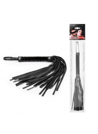 Черная гладкая плеть-флоггер с ручкой - 40 см. - Notabu - купить с доставкой в Рязани