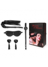 Эротический набор в черном цвете: маска, кляп, пэстисы, плётка - Notabu - купить с доставкой в Рязани