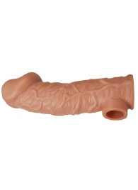 Телесная насадка на фаллос с отверстием для мошонки EXTREME SLEEVE - 17,6 см. - KOKOS - в Рязани купить с доставкой